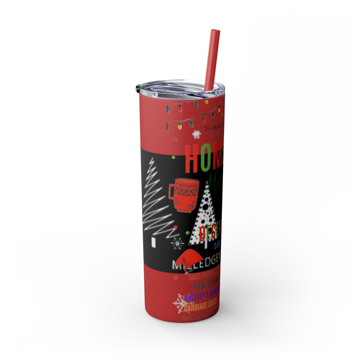 Hometown Holidays Banner & Logo Skinny Tumbler with Straw, 20oz