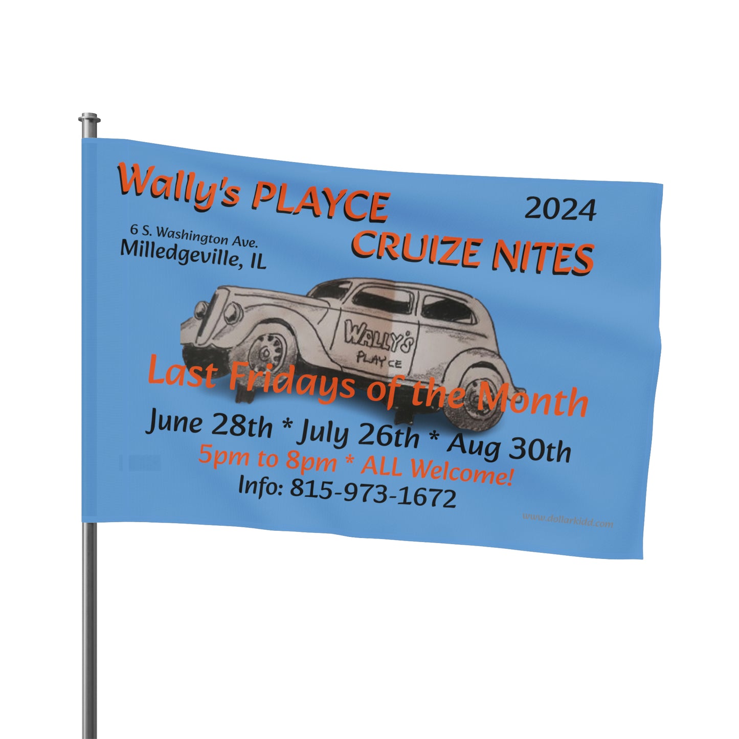 Wally's Flag 2024 Cruize Nites Light Blue Sketch