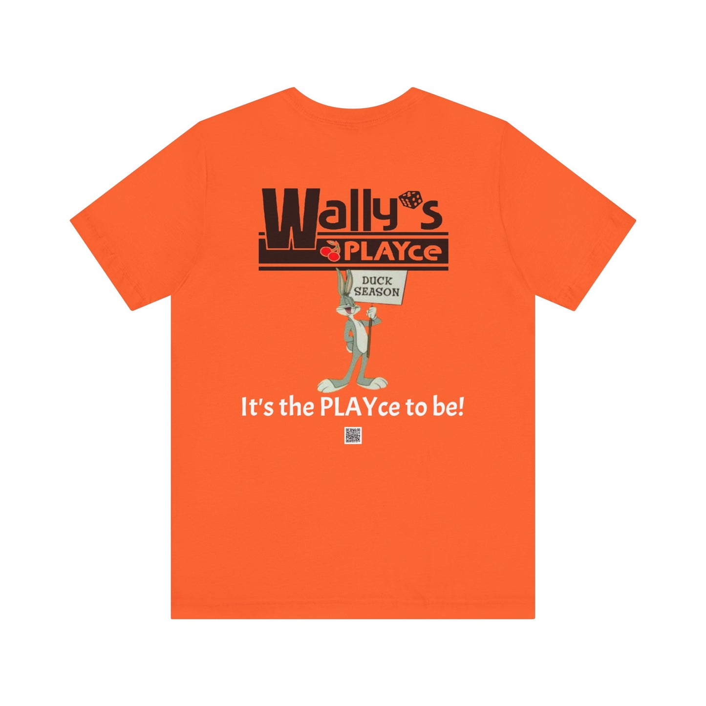 Wally's PLAYce -Daffy & Bugs- Hunting FRONT and BACK Unisex Jersey Short Sleeve Tee