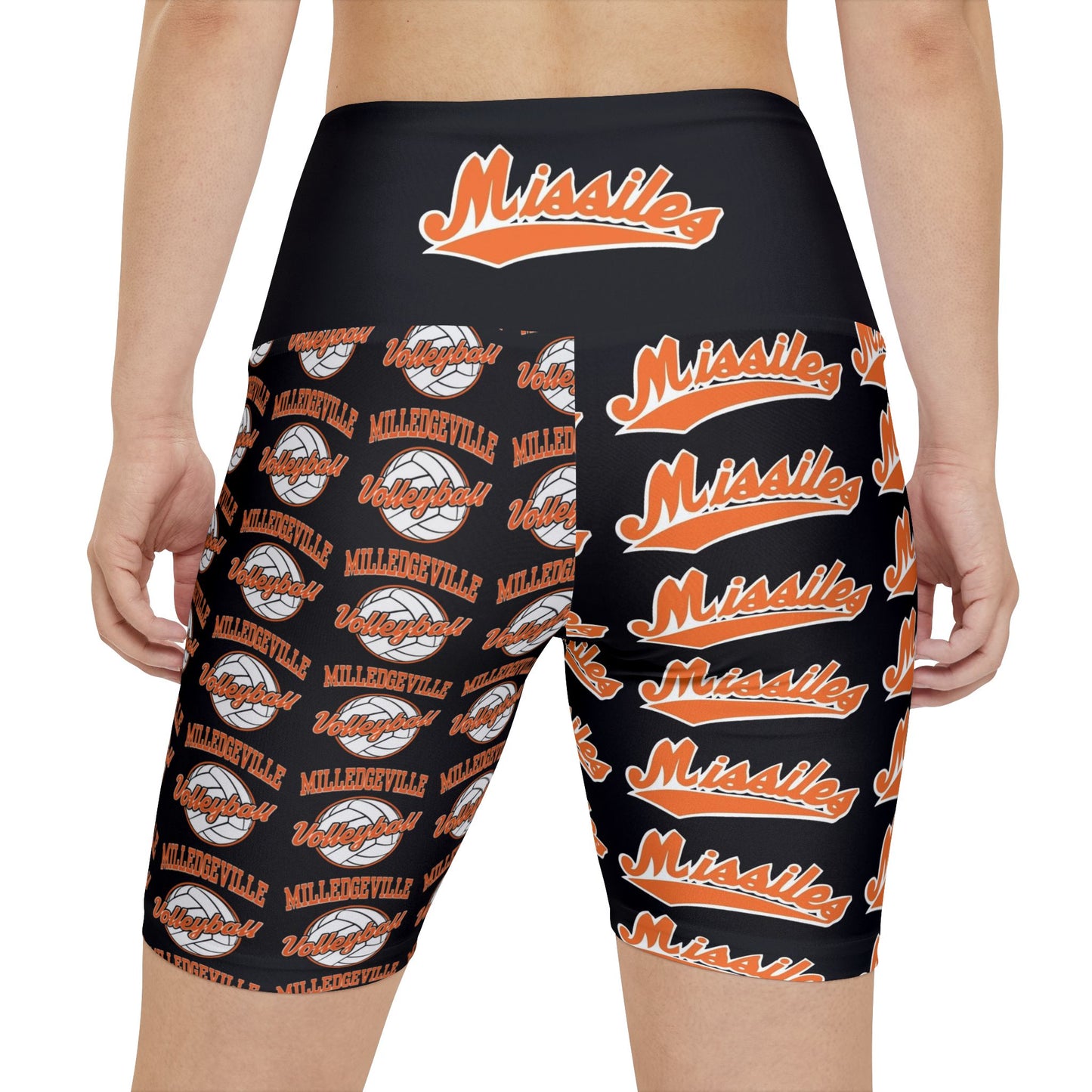 Missiles - Volleyball Black Women's Workout Shorts (AOP)