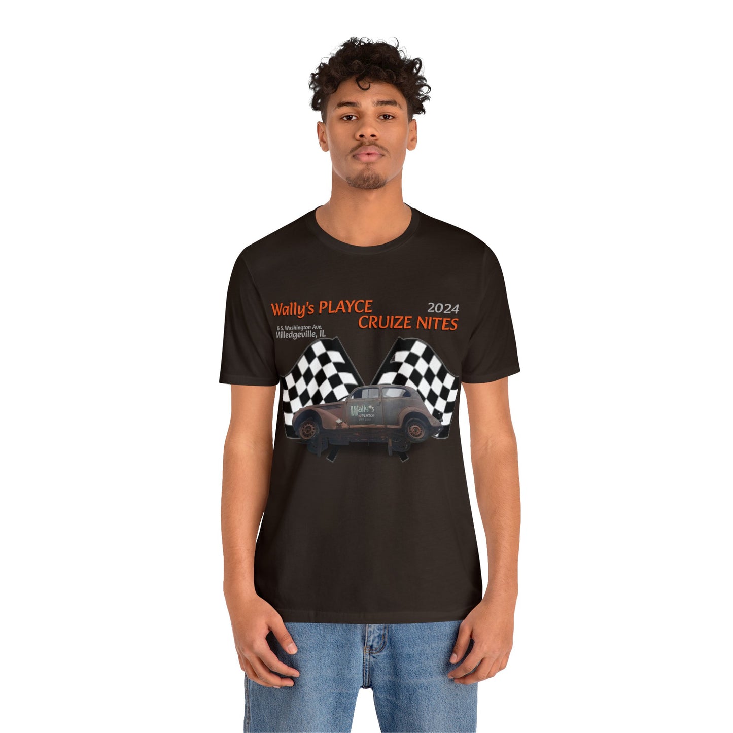 Wally's Cruize Nites Twin Checkered FRONT ONLY Unisex Jersey Short Sleeve Tee