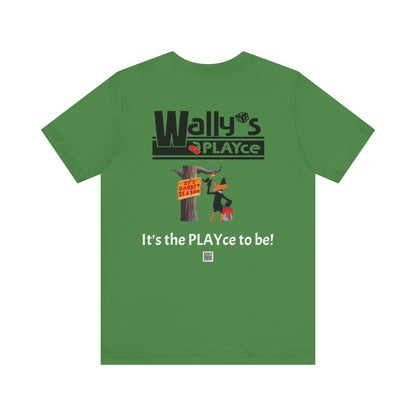 Wally's PLAYce -Bugs & Daffy - Hunting FRONT and BACK Unisex Jersey Short Sleeve Tee