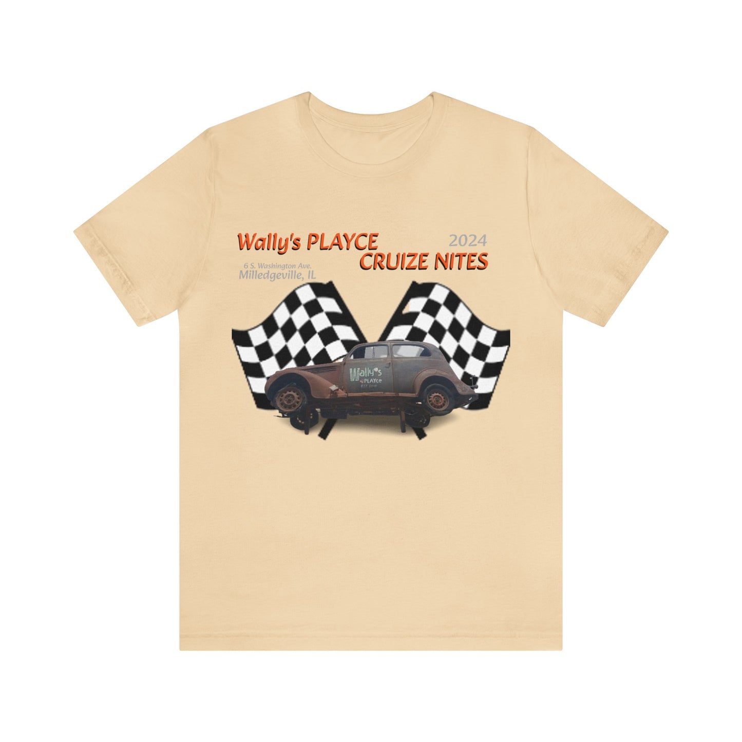 Wally's Cruize Nites Twin Checkered Unisex Jersey Short Sleeve Tee