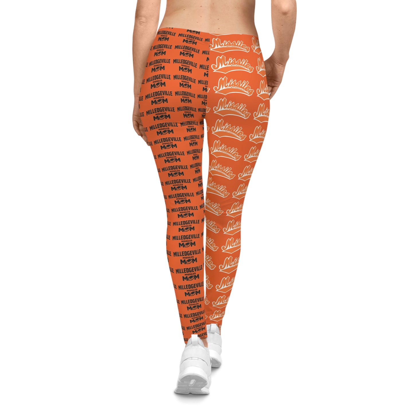 Missiles - Football MOM Orange Women's Casual Leggings (AOP)