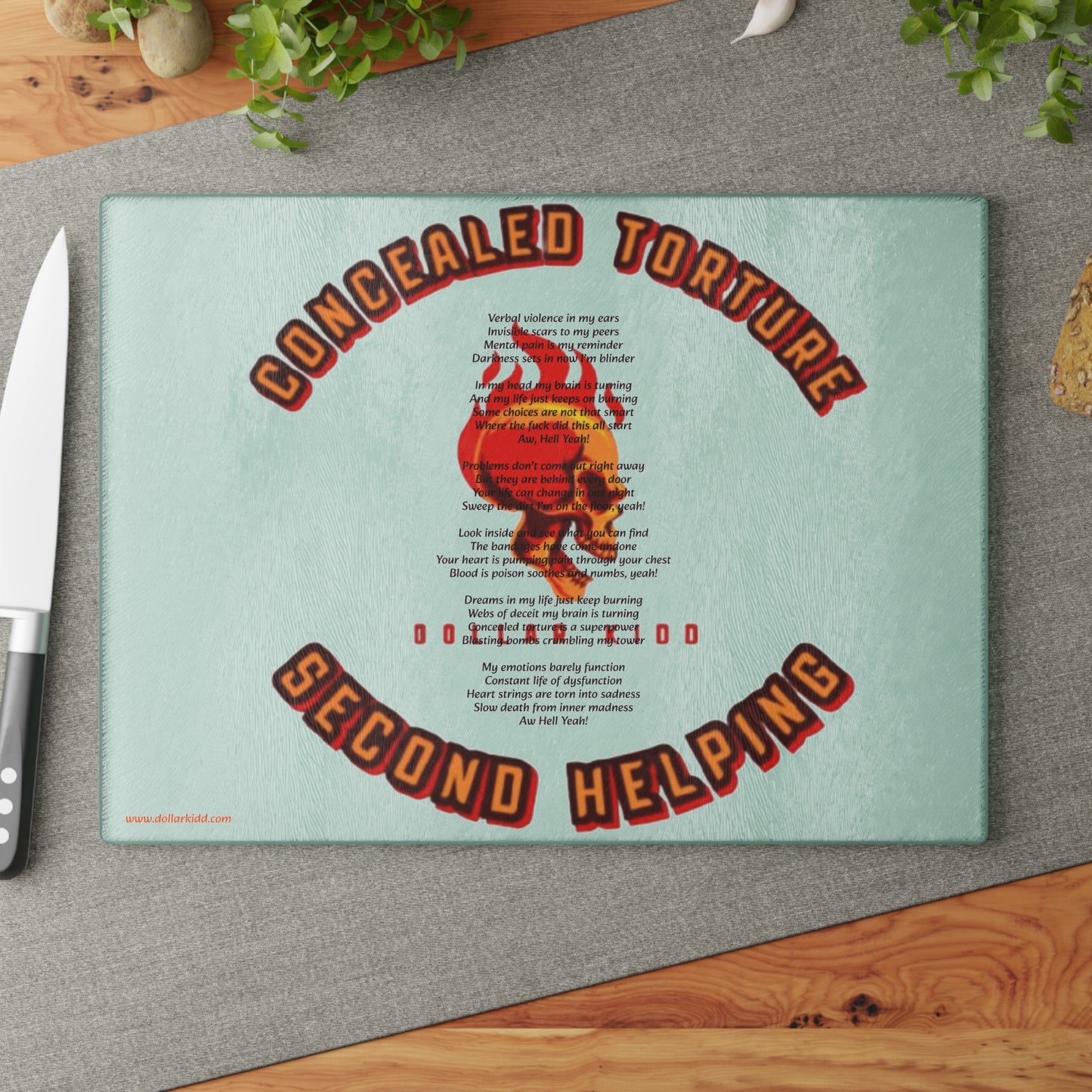 Concealed Torture - Glass Cutting Board