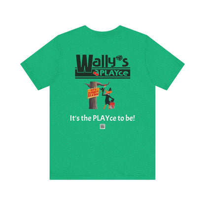 Wally's PLAYce -Bugs & Daffy - Hunting FRONT and BACK Unisex Jersey Short Sleeve Tee
