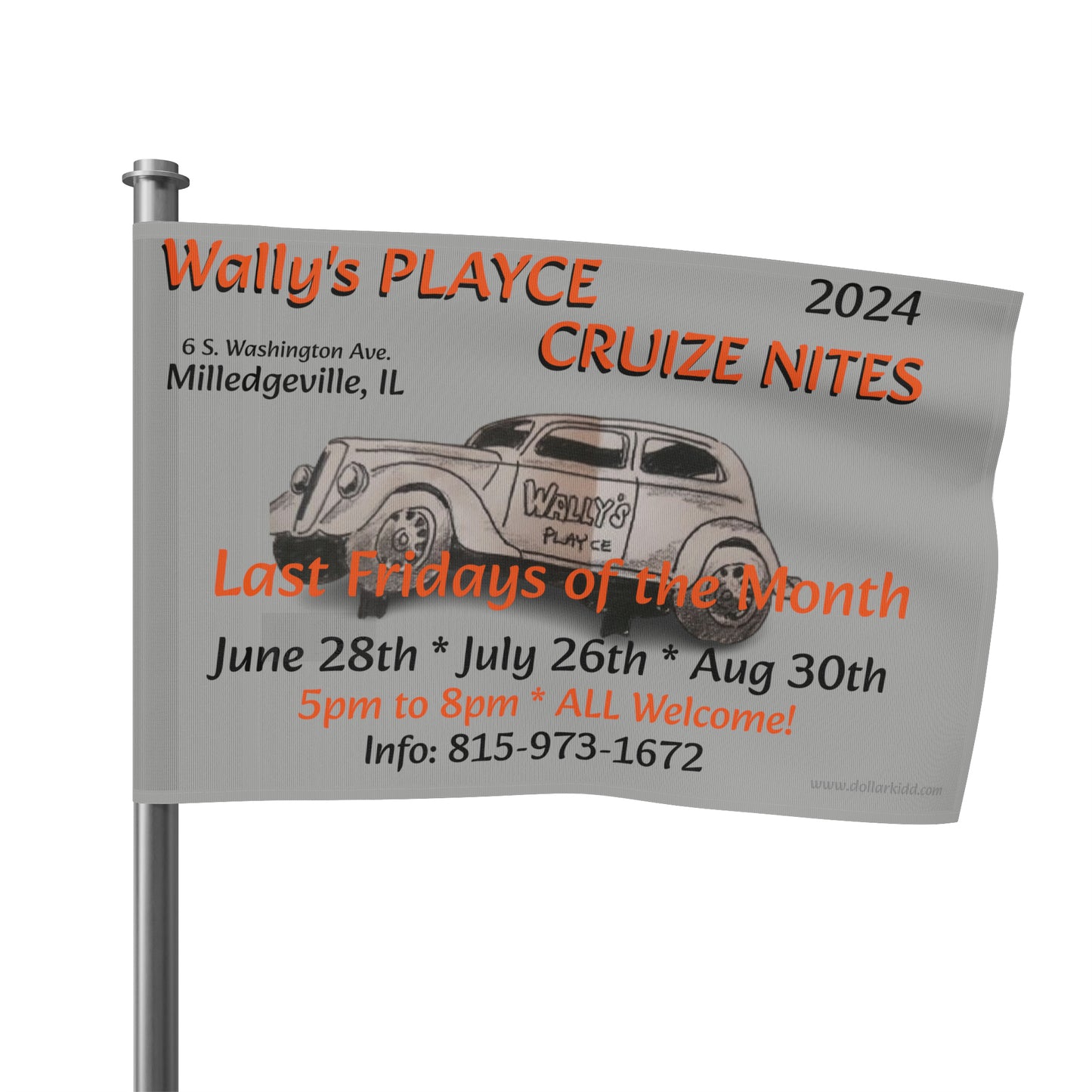 Wally's Flag 2024 Cruize Nites Light Grey Sketch