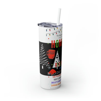 Hometown Holidays Banner & Logo Skinny Tumbler with Straw, 20oz