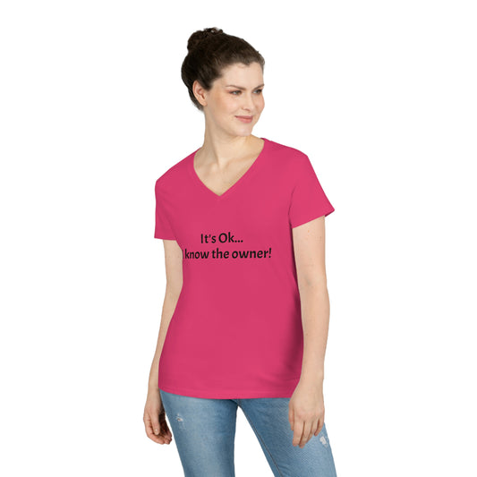 Wally's PLAYce I know the owner! Ladies' V-Neck T-Shirt