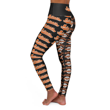 Missiles - Volleyball Black High Waisted Yoga Leggings (AOP)