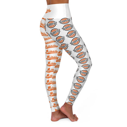 Missiles - Volleyball White High Waisted Yoga Leggings (AOP)