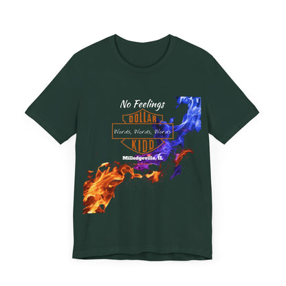 Words Words Words - Orange - Blue Flames  Unisex Jersey Short Sleeve Tee