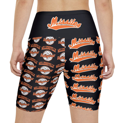 Missiles - Volleyball Black Women's Workout Shorts (AOP)