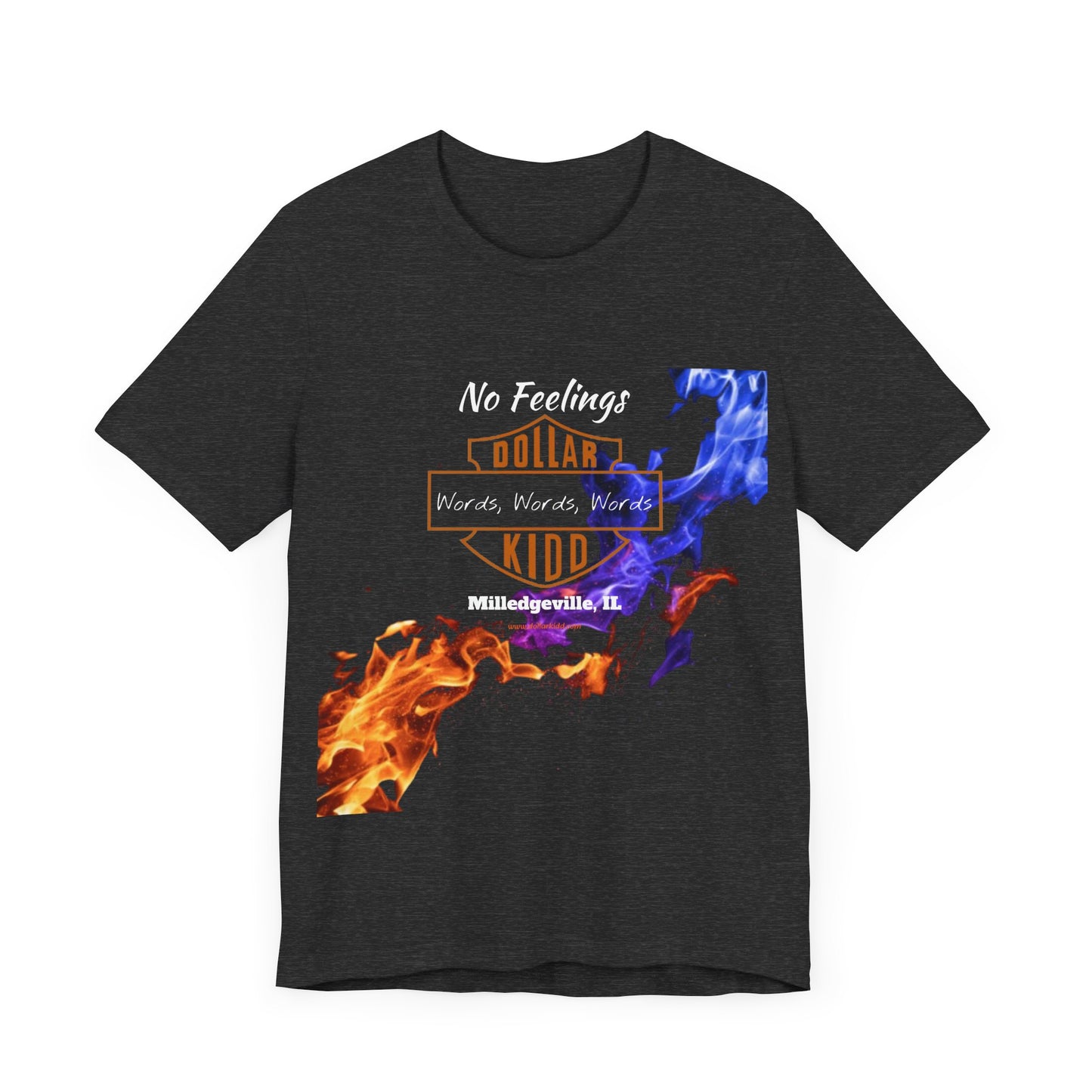 Words Words Words - Orange - Blue Flames  Unisex Jersey Short Sleeve Tee