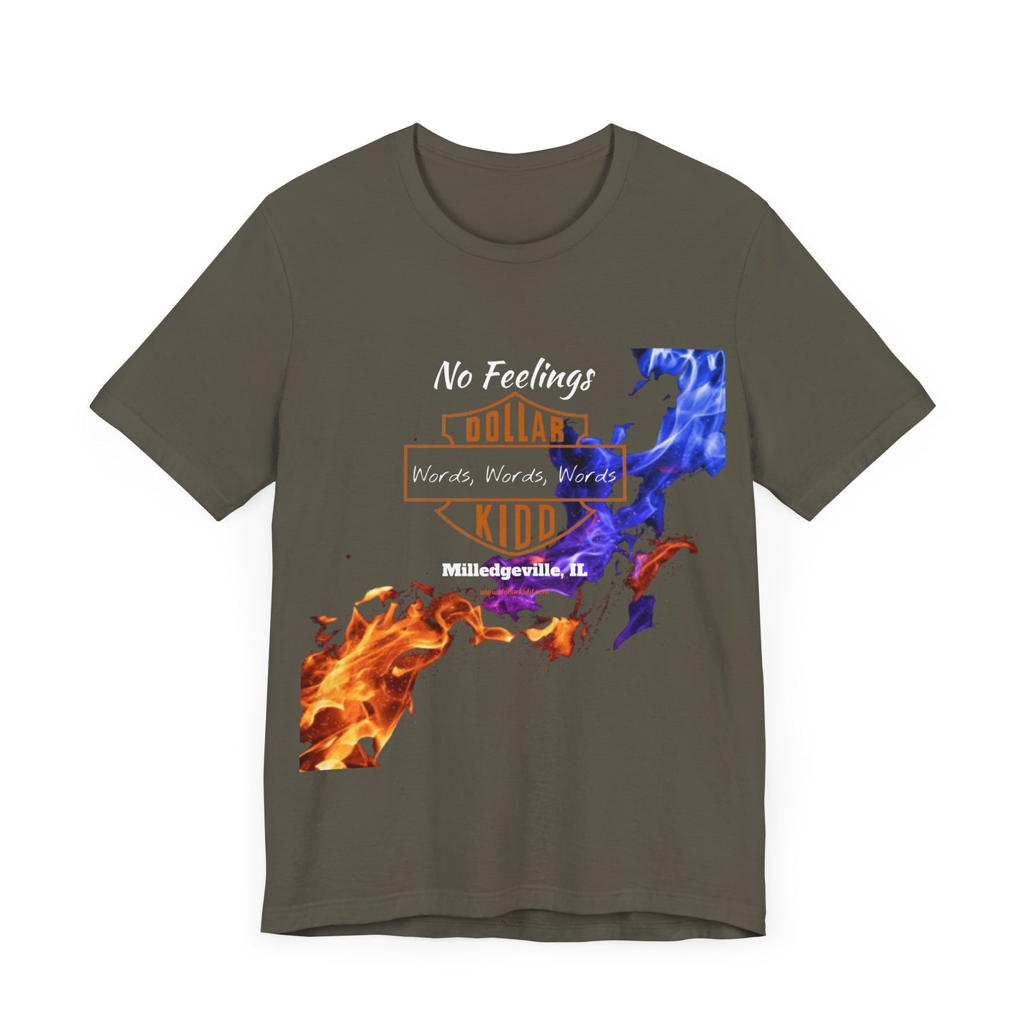 Words Words Words - Orange - Blue Flames  Unisex Jersey Short Sleeve Tee