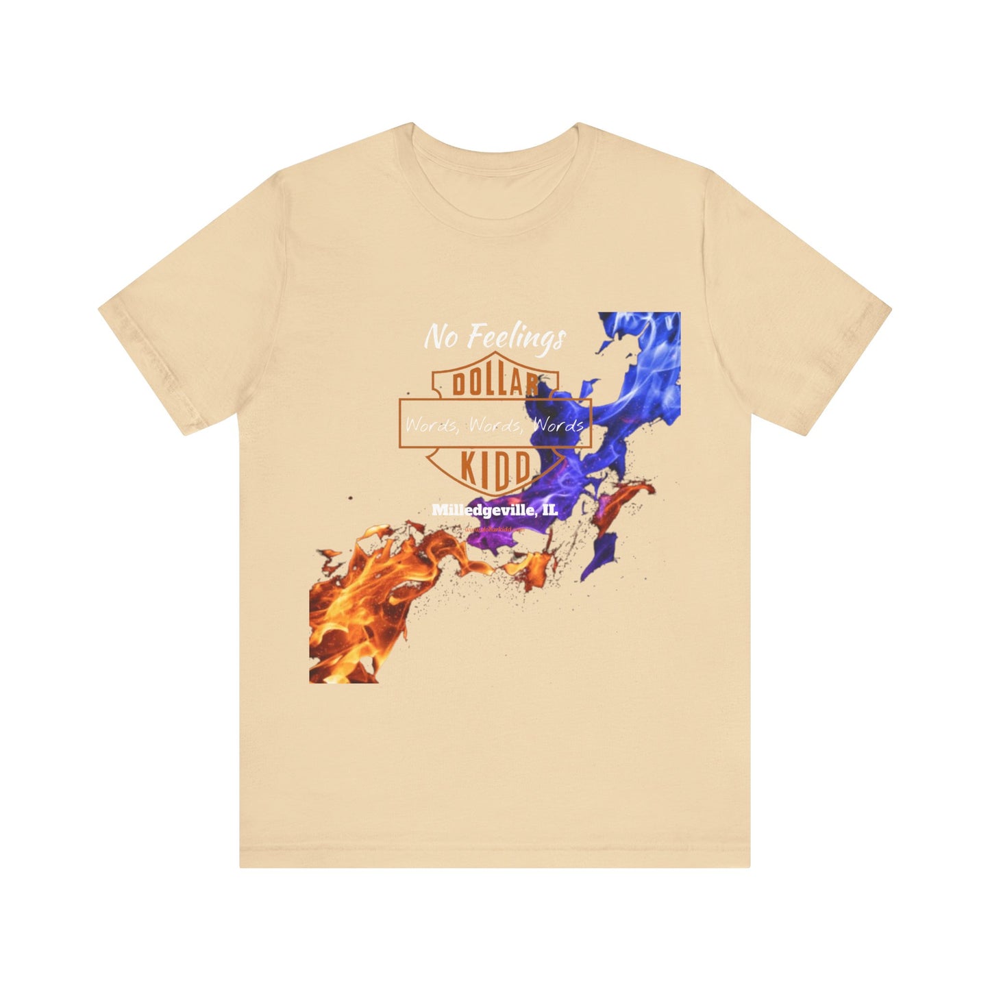 Words Words Words - Orange - Blue Flames  Unisex Jersey Short Sleeve Tee