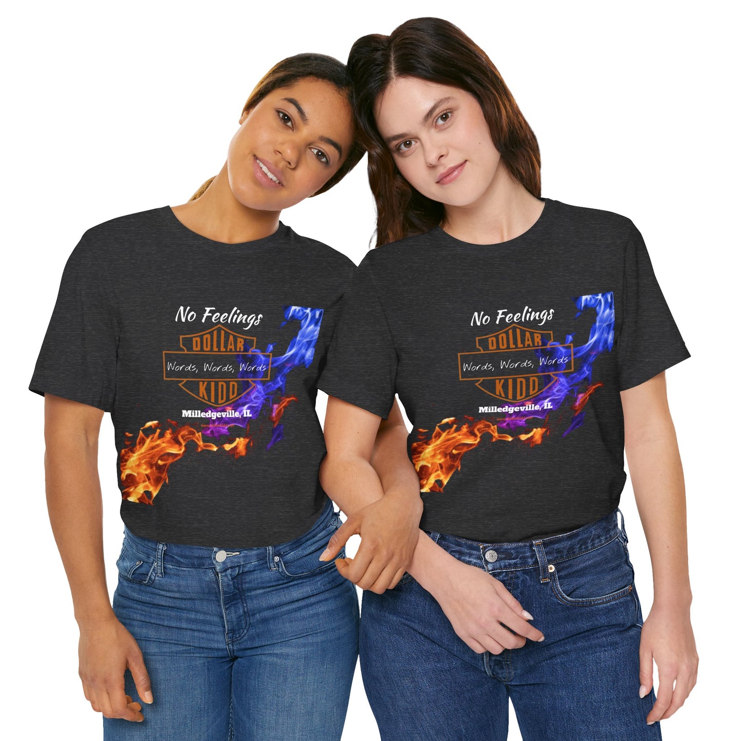 Words Words Words - Orange - Blue Flames  Unisex Jersey Short Sleeve Tee