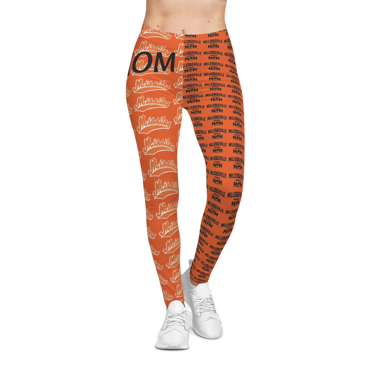 Missiles - Football MOM Orange Women's Casual Leggings (AOP)