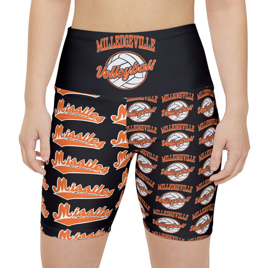 Missiles - Volleyball Black Women's Workout Shorts (AOP)