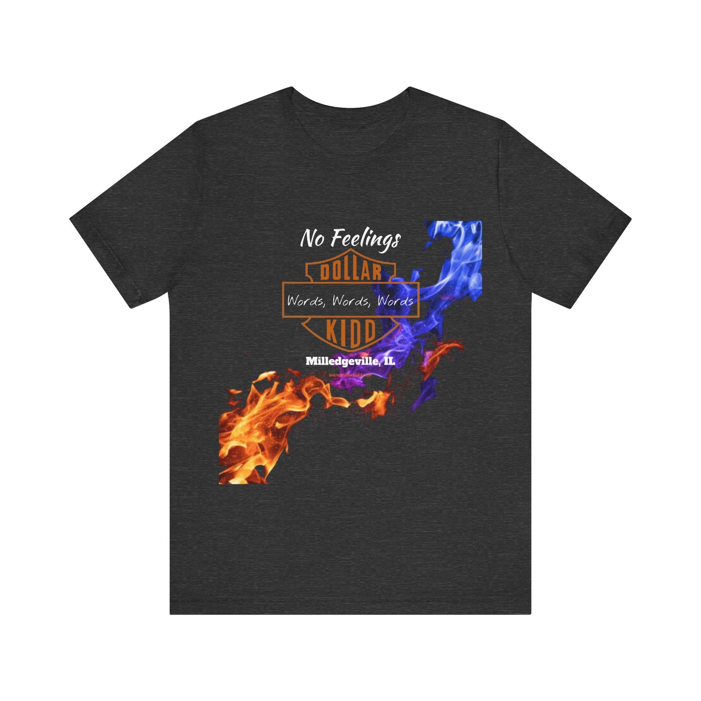 Words Words Words - Orange - Blue Flames  Unisex Jersey Short Sleeve Tee