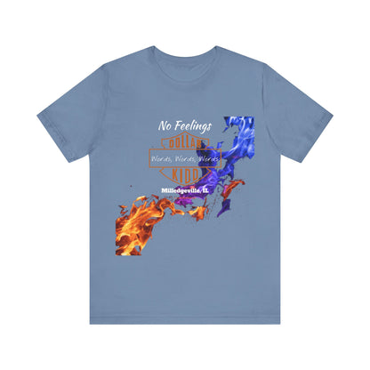 Words Words Words - Orange - Blue Flames  Unisex Jersey Short Sleeve Tee
