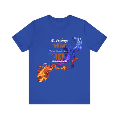 Words Words Words - Orange - Blue Flames  Unisex Jersey Short Sleeve Tee