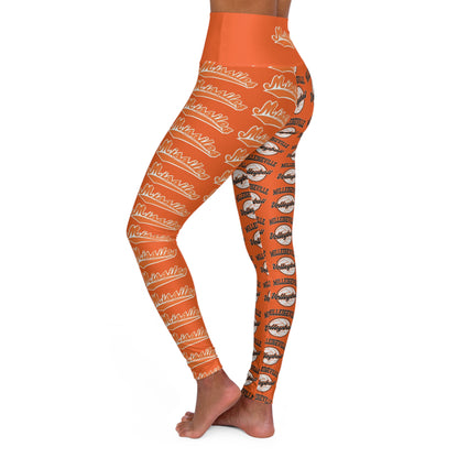 Missiles - Volleyball Orange High Waisted Yoga Leggings (AOP)
