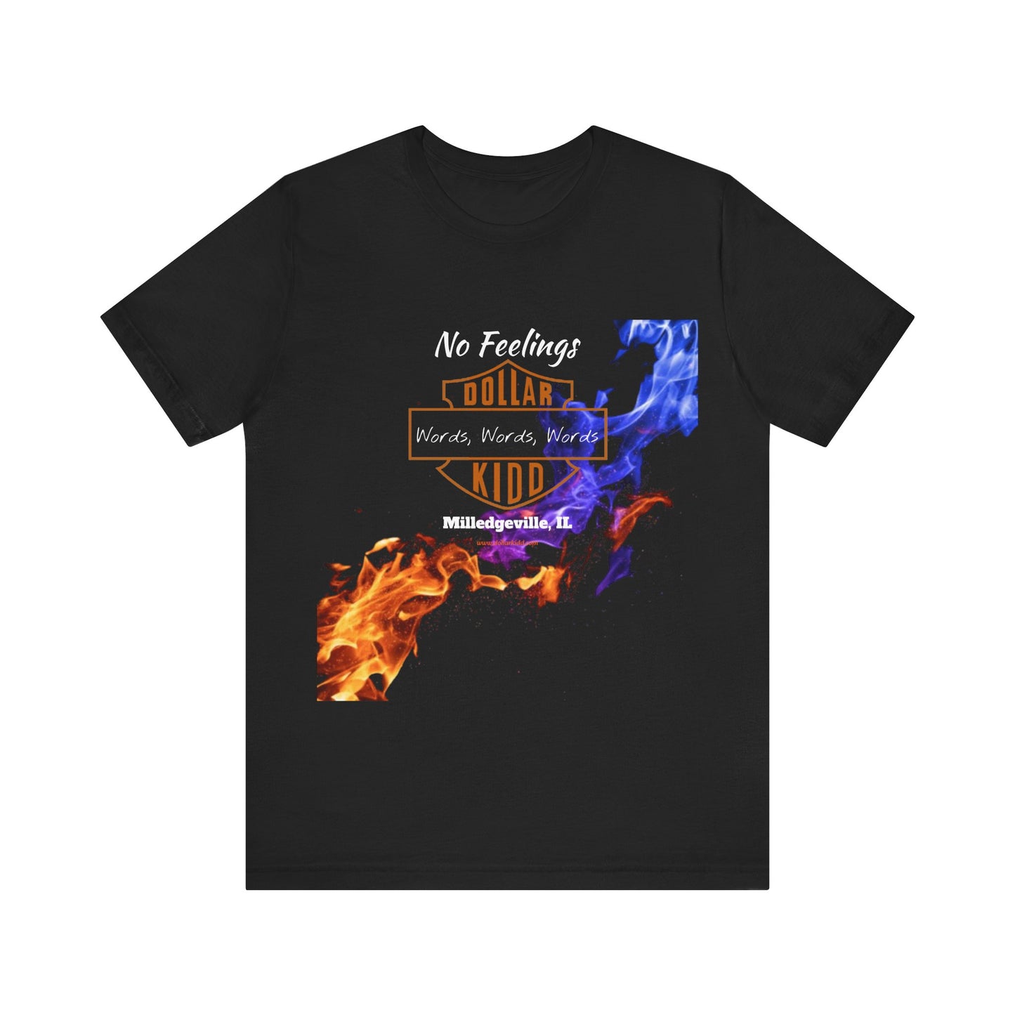 Words Words Words - Orange - Blue Flames  Unisex Jersey Short Sleeve Tee