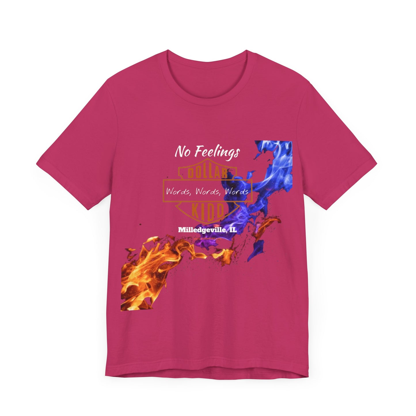 Words Words Words - Orange - Blue Flames  Unisex Jersey Short Sleeve Tee