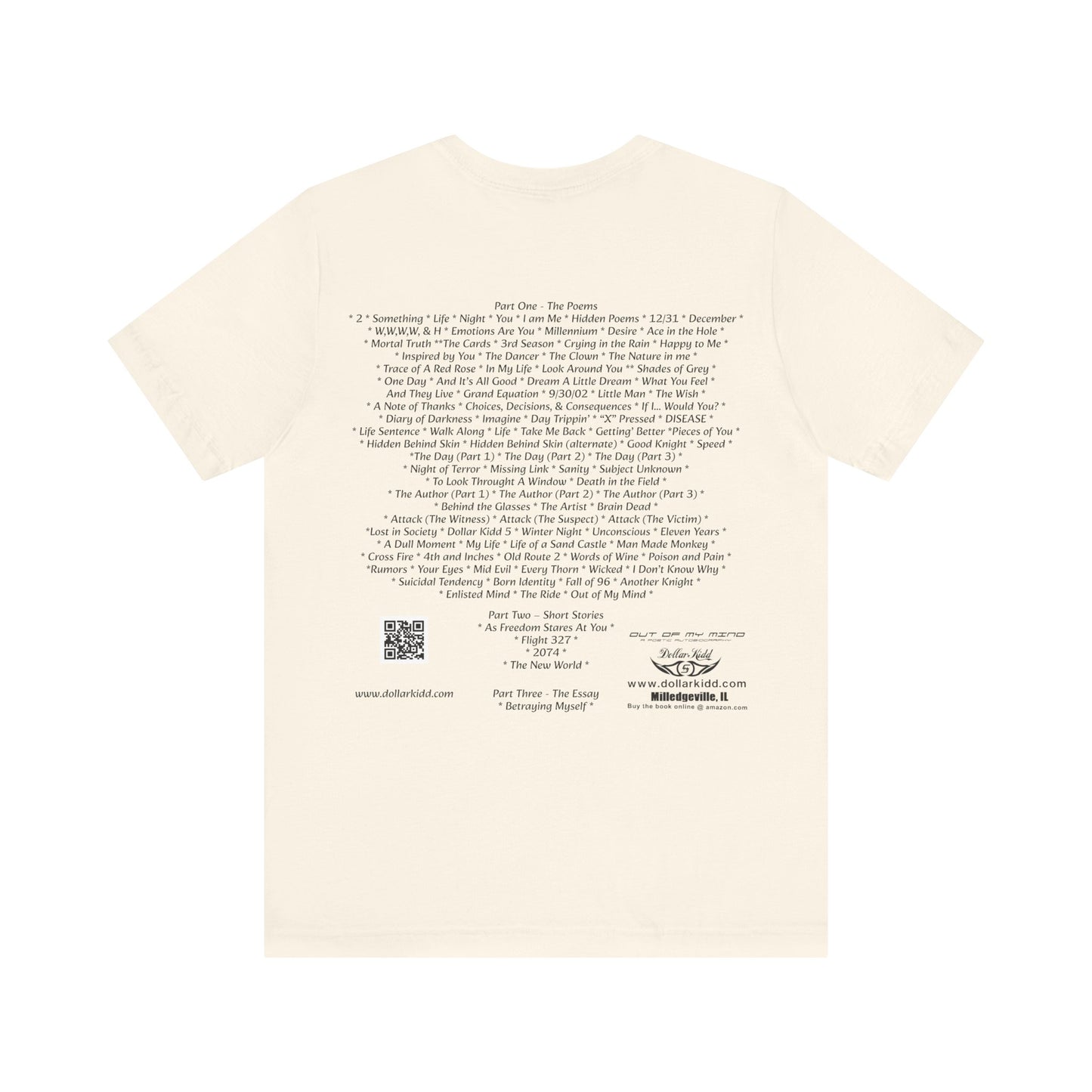 Dollar Kidd - Out Of My Mind - All Titles - Bk font Unisex Jersey Short Sleeve Tee