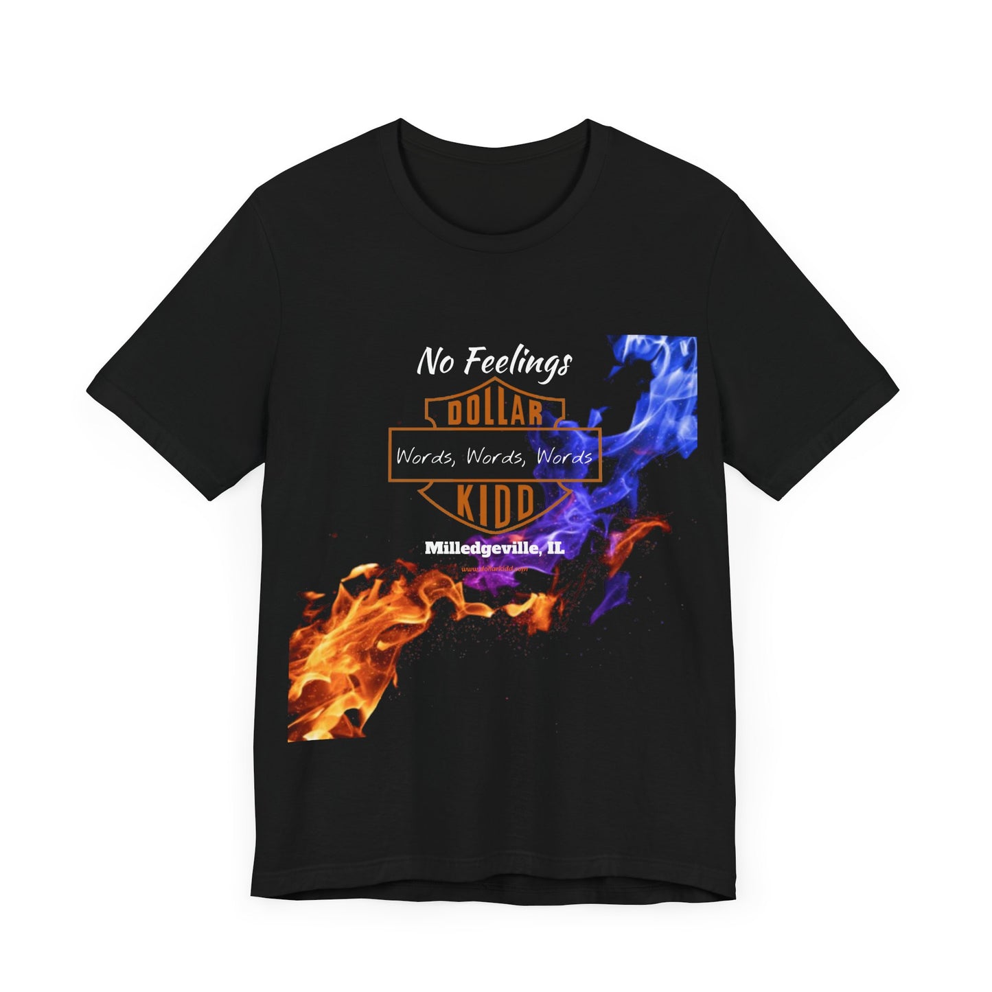 Words Words Words - Orange - Blue Flames  Unisex Jersey Short Sleeve Tee
