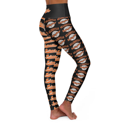 Missiles - Volleyball Black High Waisted Yoga Leggings (AOP)