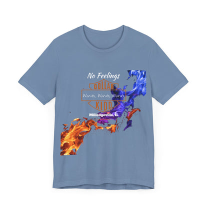 Words Words Words - Orange - Blue Flames  Unisex Jersey Short Sleeve Tee