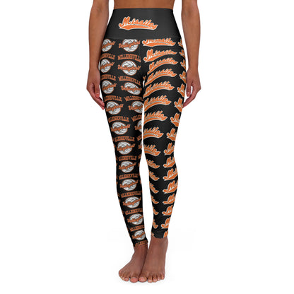Missiles - Volleyball Black High Waisted Yoga Leggings (AOP)