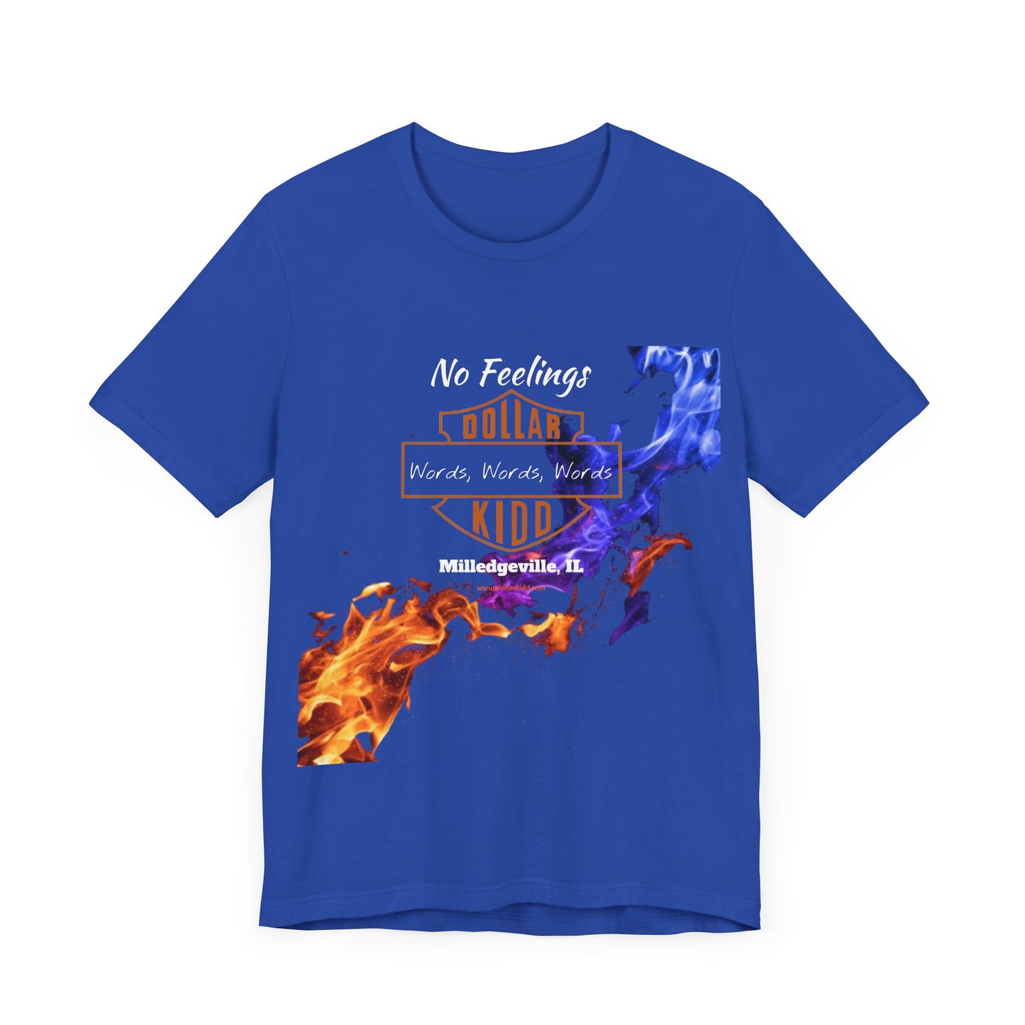 Words Words Words - Orange - Blue Flames  Unisex Jersey Short Sleeve Tee